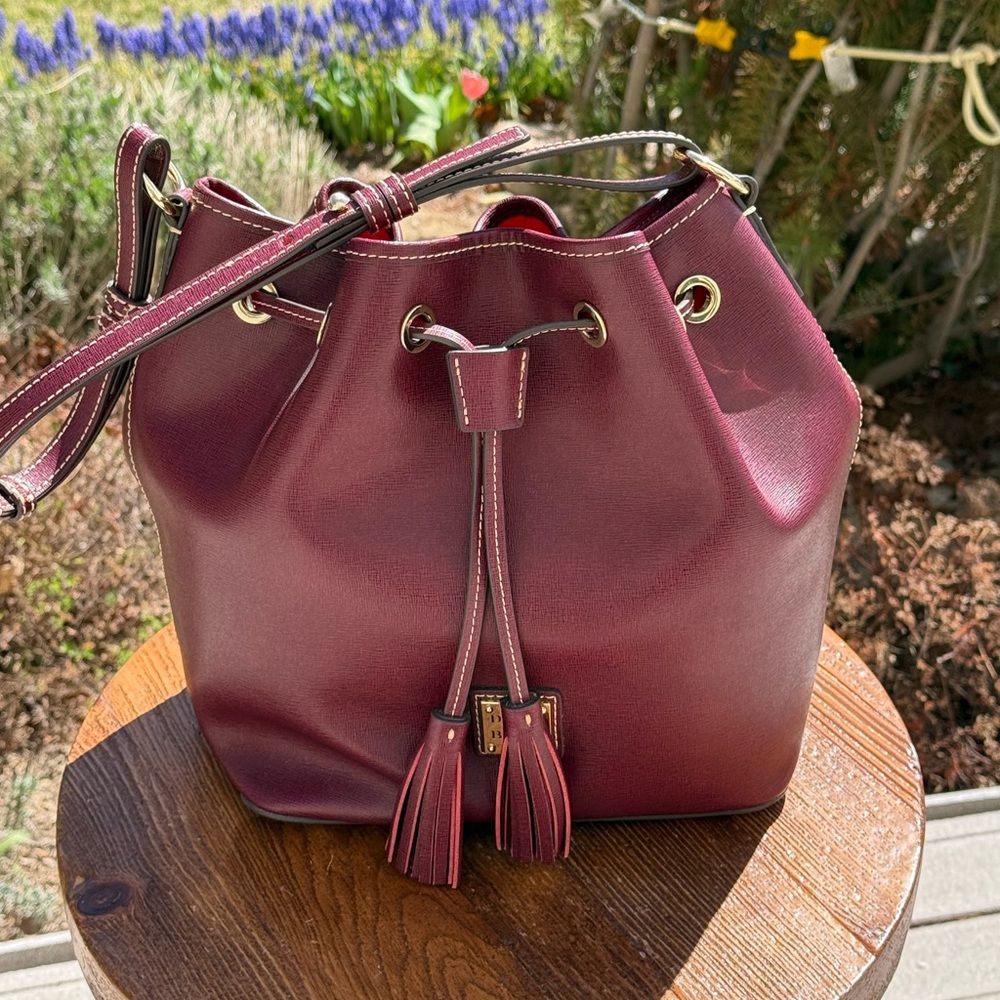 Dooney & Bourke Burgundy Drawstring Bag